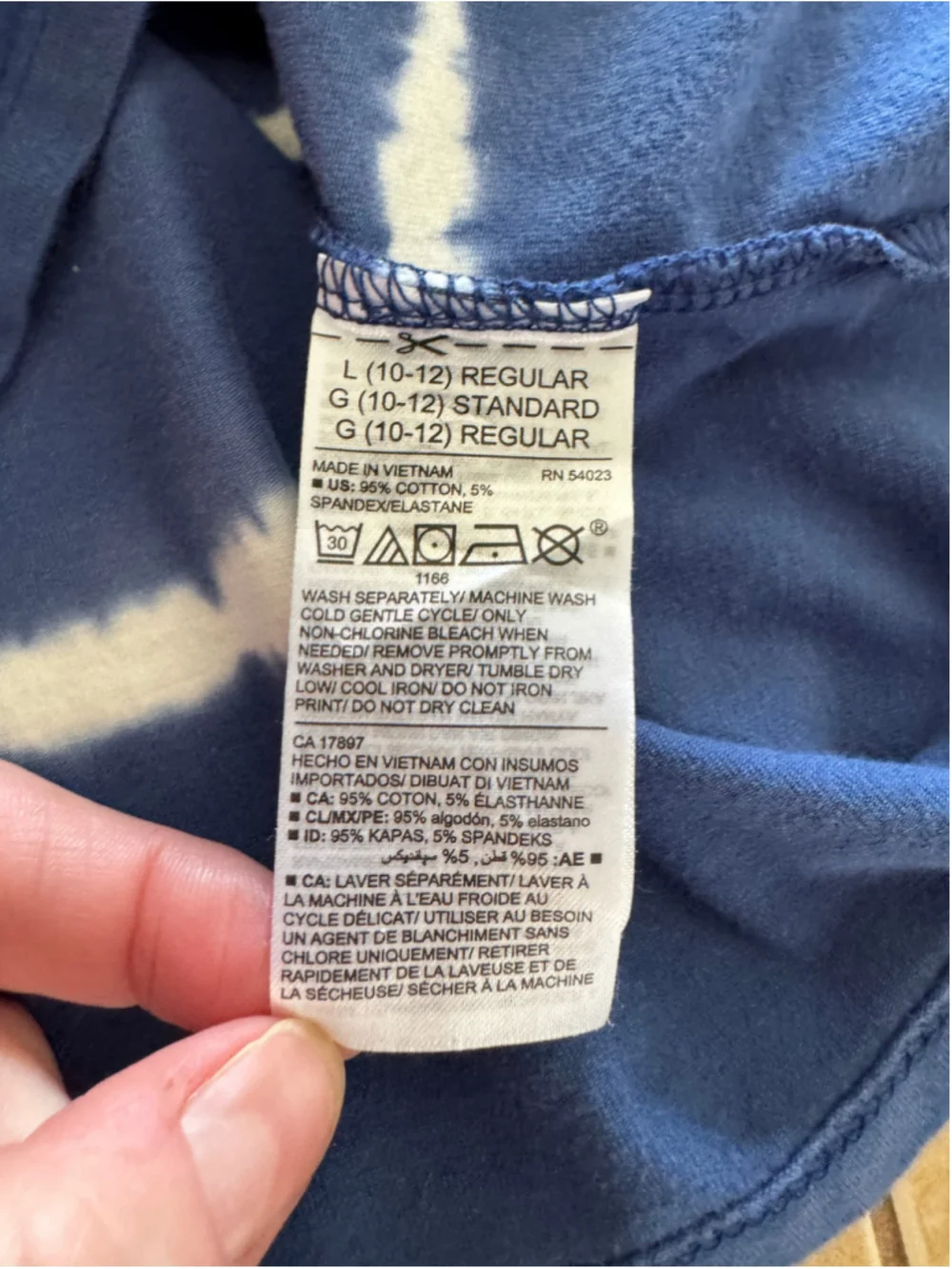 Girls Old Navy Tank Top L Blue White Tie-Dye